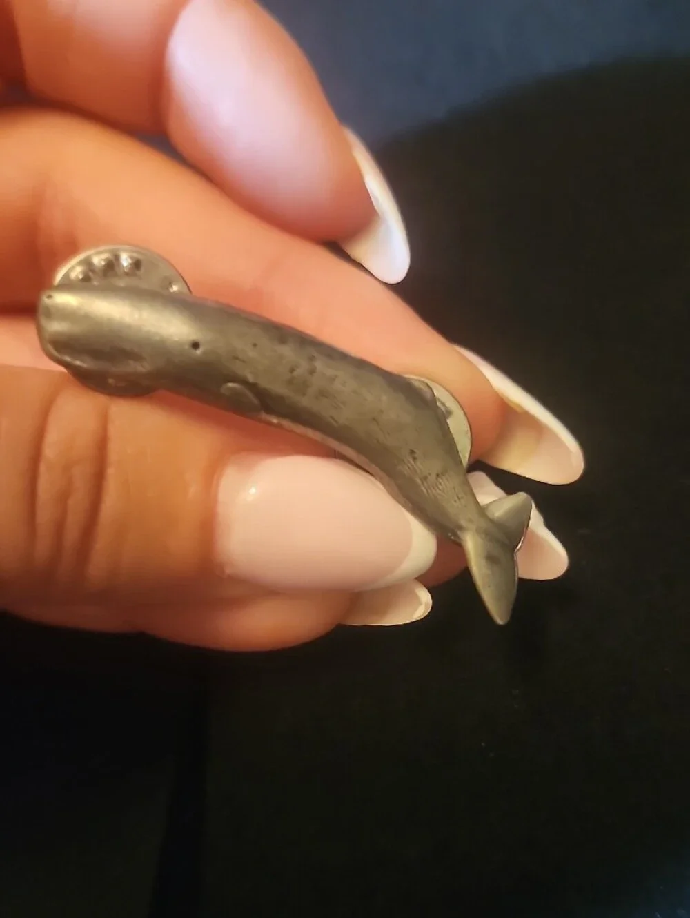 Vintage Gray Whale Pin - Metal Marine Accent